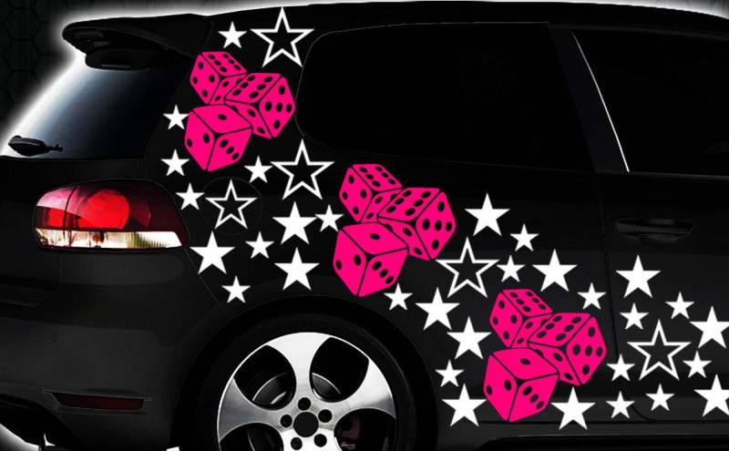 HR-WERBEDESIGN 93-teiliges Sterne Würfel Cube Star Auto Aufkleber Tuning WANDTATTOO x Blumen x von Lupsty