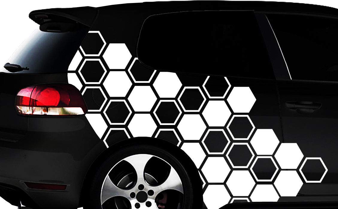 HR-WERBEDESIGN Hexagon Pixel Cyber Camouflage XXL Set Auto Aufkleber Tuning Wandtattoos von HR-WERBEDESIGN