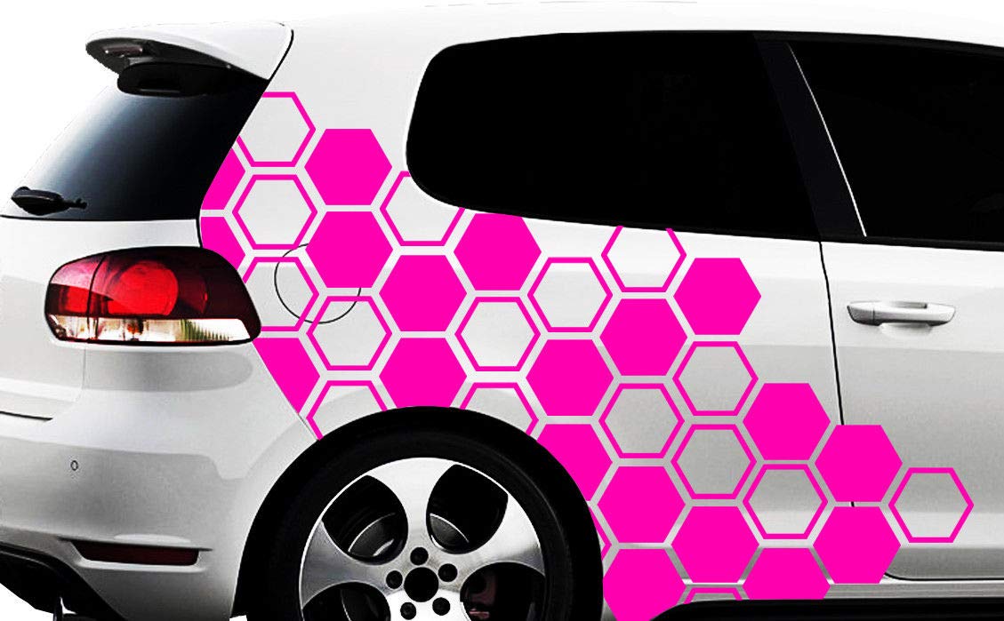 HR-WERBEDESIGN Hexagon Pixel Cyber Camouflage XXL Set Auto Aufkleber Sticker Tuning Wandtattoon von HR-WERBEDESIGN