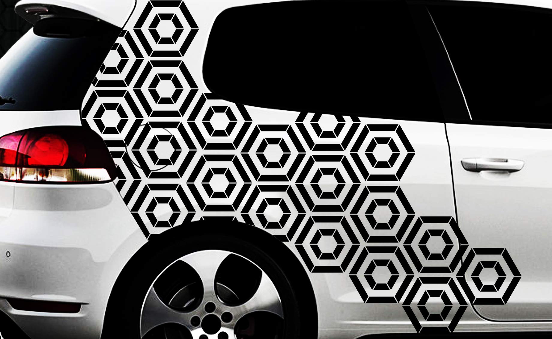 HR-WERBEDESIGN Hexagon Pixel Cyber Camouflage XXL Set Auto Aufkleber Sticker Tuning Wandtattoox m von HR-WERBEDESIGN