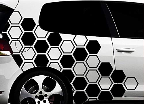 HR-WERBEDESIGN Hexagon Pixel Cyber Camouflage XXL Set Auto Aufkleber Sticker Tuning Wandtattoox von HR-WERBEDESIGN