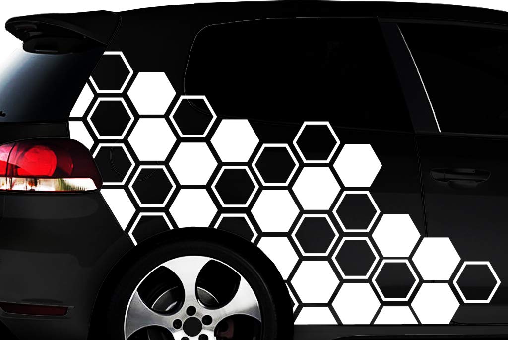 HR-WERBEDESIGN Hexagon Pixel Cyber Camouflage XXL Set Auto Aufkleber Sticker Tuning Wandtattooxx1 von HR-WERBEDESIGN
