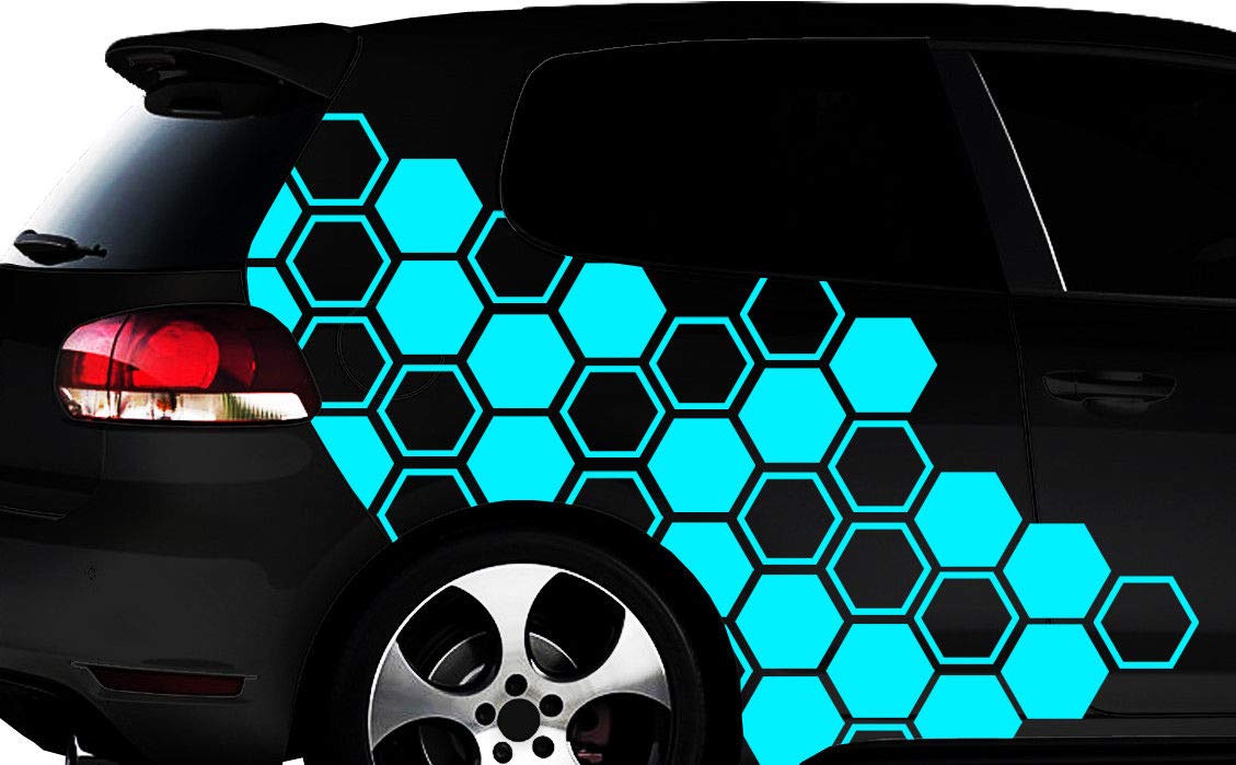HR-WERBEDESIGN Hexagon Pixel Cyber Camouflage XXL Set Auto Aufkleber Wabe Sticker Tuning Wandtattooq von HR-WERBEDESIGN