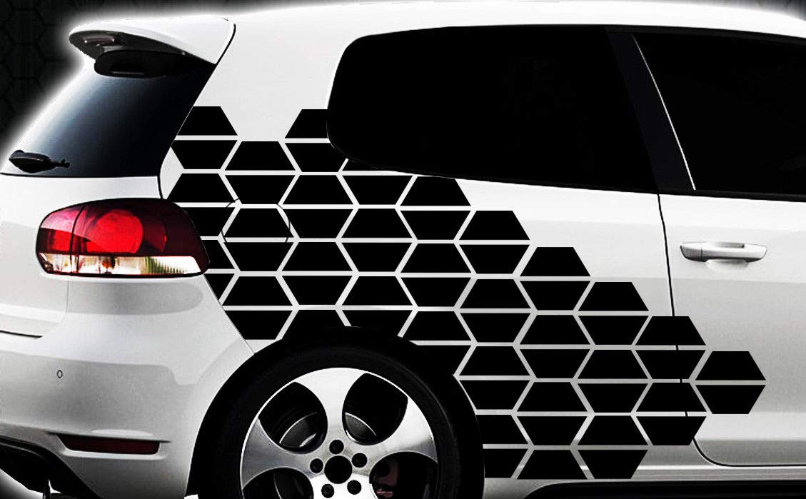 HR-WERBEDESIGN Hexagon Pixel Cyber Camouflage y Set Auto Aufkleber Sticker Tuning Wandtattoox von HR-WERBEDESIGN