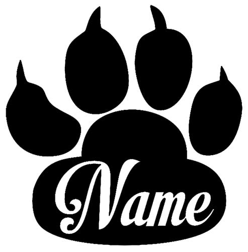 HR-WERBEDESIGN Wunschname Pfote, Dog, Cat, Katzenpfote Hundepfote mit Namen Aufkleber Sticker von HR-WERBEDESIGN