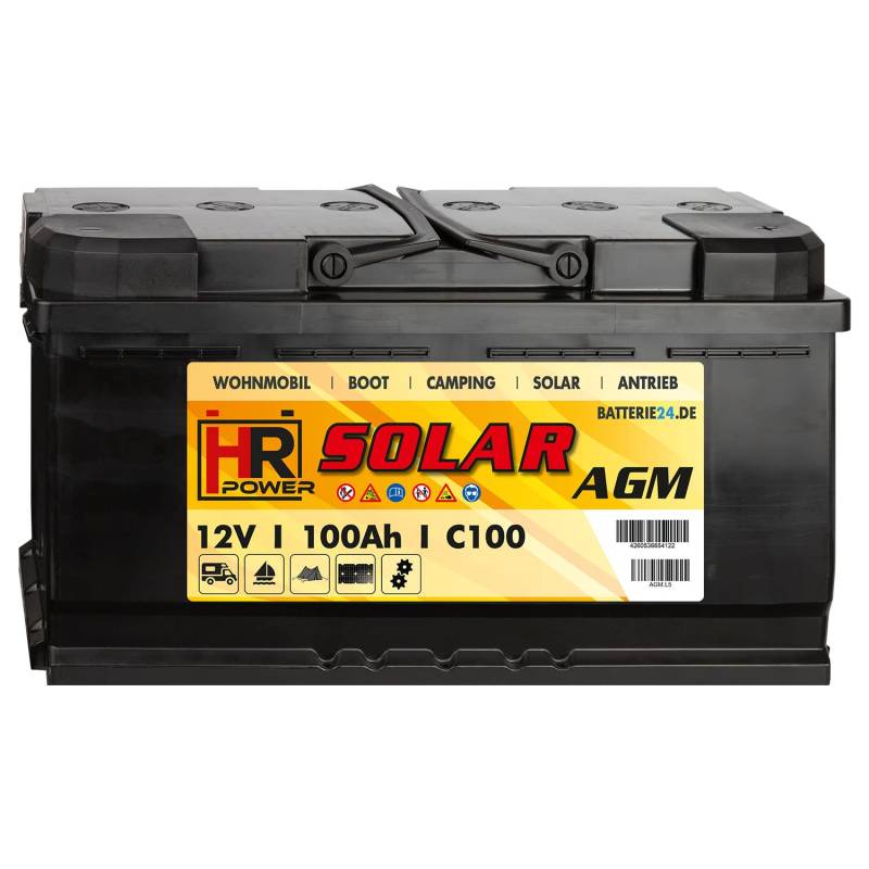 HR Solar AGM Batterie 100Ah 12V – Wohnwagen Mover Solarbatterie Camping Akku VRLA Vliesbatterie Boot & Wohnmobil Versorgungsbatterie Deep-Cycle-Akku 100 Ah von HR