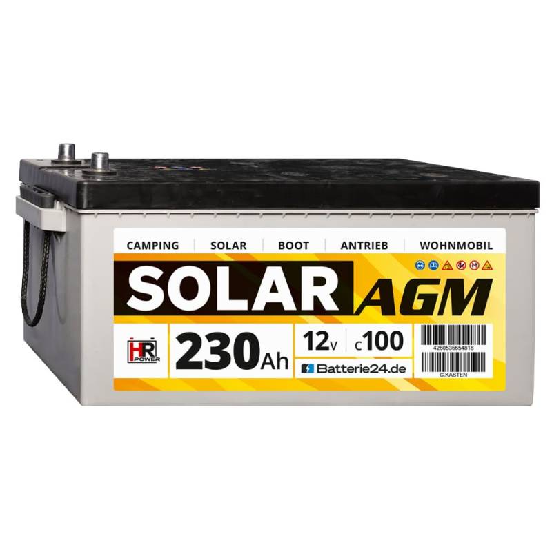 HR Solar AGM | 12V 230Ah Versorungsbatterie als Wohnmobilbatterie Bootsbatterie Solarbatterie Wohnwagenbatterie VRLA Vliesbatterie von HR