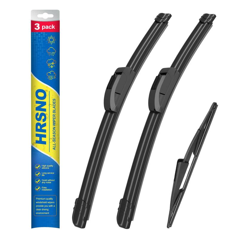 HRSNO 55,9 cm + 55,9 cm Scheibenwischer mit 38,1 cm Heckscheibenwischerblatt-Sets, Automobil-Ersatz für Ford Expedition 2009–2017, einfache Installation, 3 Stück von HRSNO