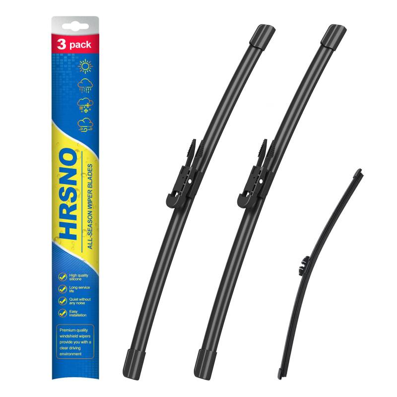 HRSNO 61 cm + 55,9 cm Scheibenwischer mit 38,1 cm Heckscheibenwischerblatt-Sets, Automobil-Ersatz für Volvo XC90 2007–2010, einfache Installation, 3 Stück von HRSNO