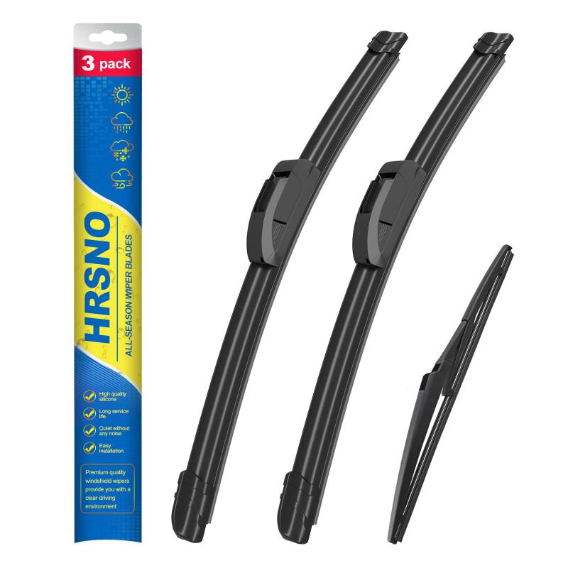 HRSNO 66 cm + 45,7 cm Scheibenwischer mit 40,6 cm Heckscheibenwischerblatt-Sets, Automobil-Ersatz für Toyota Prius 2004–2009, einfache Installation, 3 Stück von HRSNO