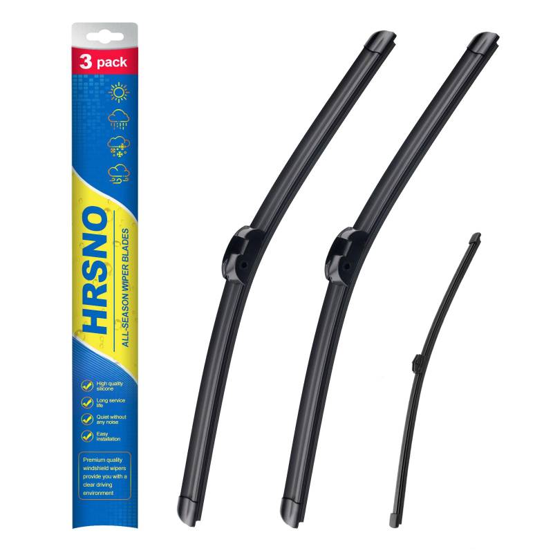 HRSNO 66 cm + 66 cm Scheibenwischer mit 35,6 cm Heckscheibenwischerblatt-Sets, Automobil-Ersatz für Volkswagen Touareg 2011–2017, einfache Installation, 3 Stück von HRSNO