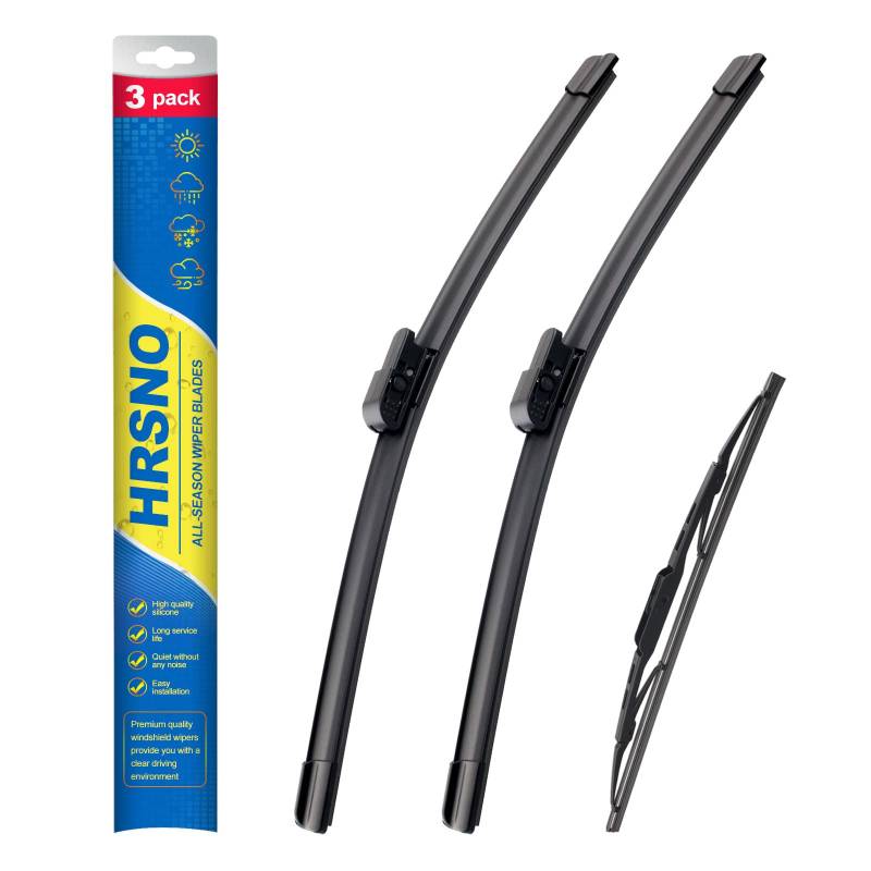 HRSNO 66 cm + 66 cm Scheibenwischer mit 45,7 cm Heckscheibenwischerblatt-Sets, Automobil-Ersatz für Land Rover Range Rover 2002–2012, einfache Installation, 3 Stück von HRSNO