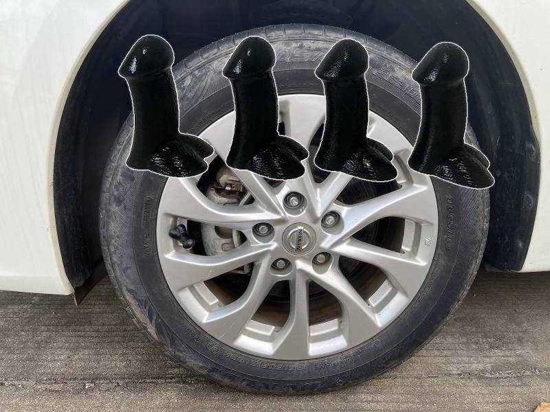 Reifenventilkappen 4 Stück, Witzig Ventildeckel Auto-Reifen Ventilabdeckung Autoventil-Kappen, Universelle Ventilkappen für Autos LKWs Motorräder Geländewagen und Fahrräder (Schwarz) von HRUIKI