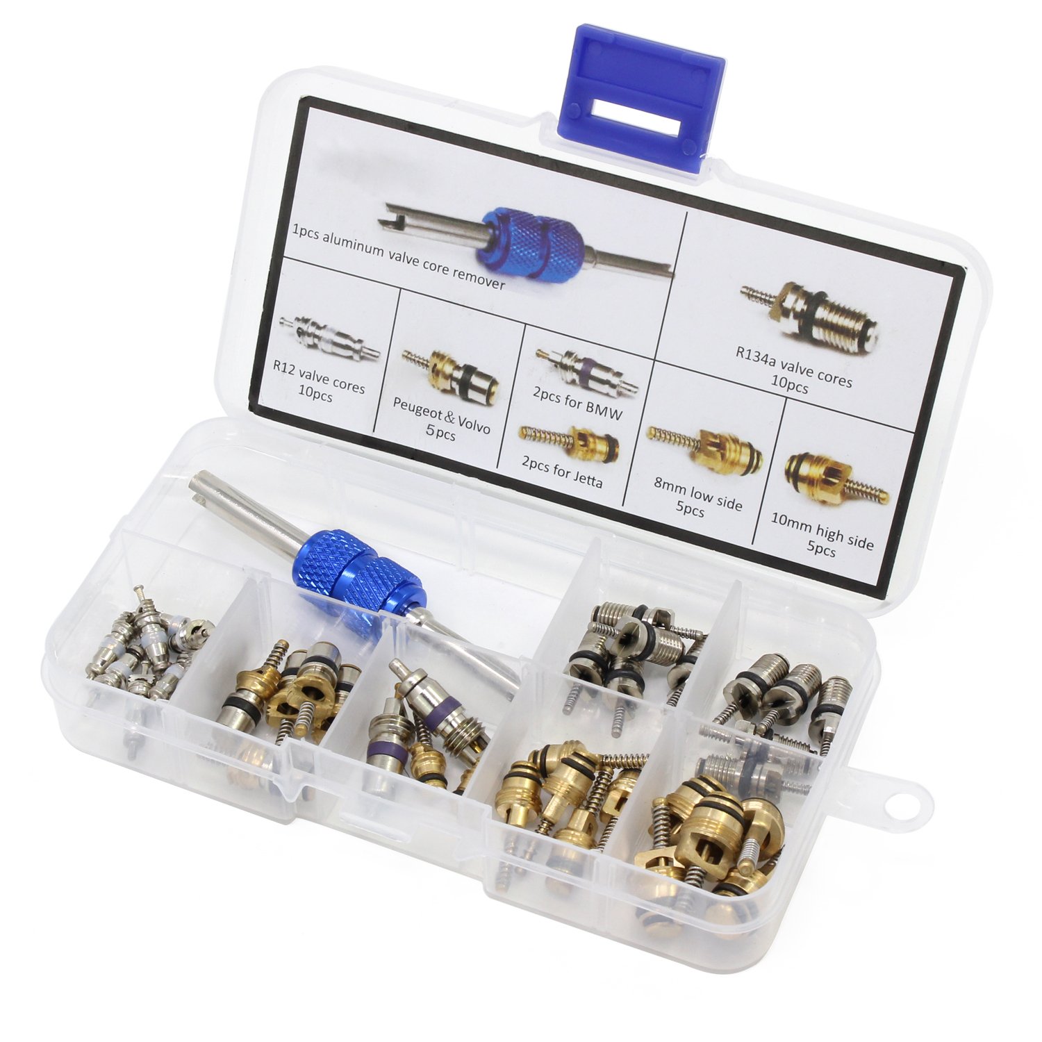 HSeaMall 40 STÜCKE A/C Ventilkern R12 R134a Automotive Klimaanlage Kälte Reifen Ventilschaft Kernen Remover Tool Sortiment Kit HSeaMall 40 STÜCKE A/C Ventilkern R12 R134a Automotive Klimaanlage Kälte Reifen Ventilschaft Kernen Remover Tool Sortiment Kit von HSEAMALL