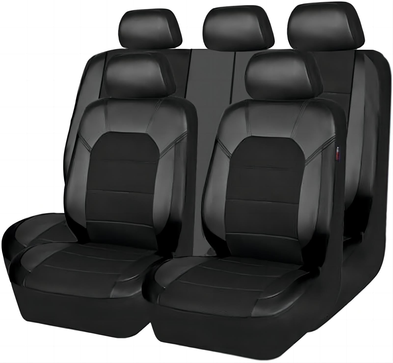 HSHTTKL Auto Sitzbezügesets für Mitsubishi Outlander (5seats) 2013-2016, Auto Schonbezug Full Set Leder Sitzbezug Vordersitze Rücksitzschoner Auto Zubehör,Black von HSHTTKL