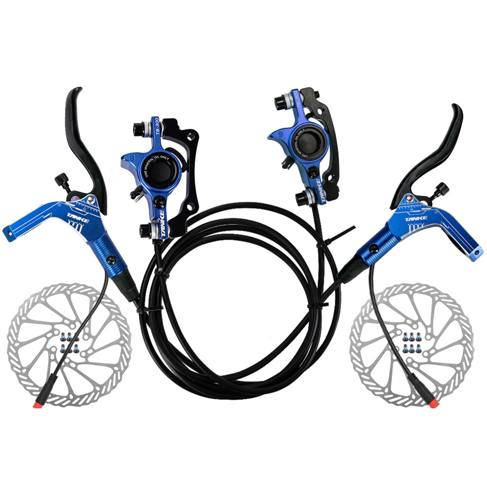 HSIRYAOHD Hydraulisches Scheibenbremsen-Set, doppeltwirkende Kolbenbremse links vorne 890 mm rechts hinten 1570 mm Stromausfall Ölbremsset mit 2 x 160 mm Rotoren passend für E-Bike-Elektro-Scooter HSIRYAOHD Hydraulisches Scheibenbremsen-Set, doppeltwirkende Kolbenbremse links vorne 890 mm rechts hinten 1570 mm Stromausfall Ölbremsset mit 2 x 160 mm Rotoren passend für E-Bike-Elektro-Scooter von HSIRYAOHD