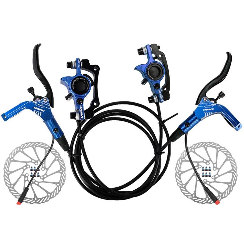 HSIRYAOHD Hydraulisches Scheibenbremsen-Set, doppeltwirkende Kolbenbremse links vorne 890 mm rechts hinten 1570 mm Stromausfall Ölbremsset mit 2 x 160 mm Rotoren passend für E-Bike-Elektro-Scooter von HSIRYAOHD