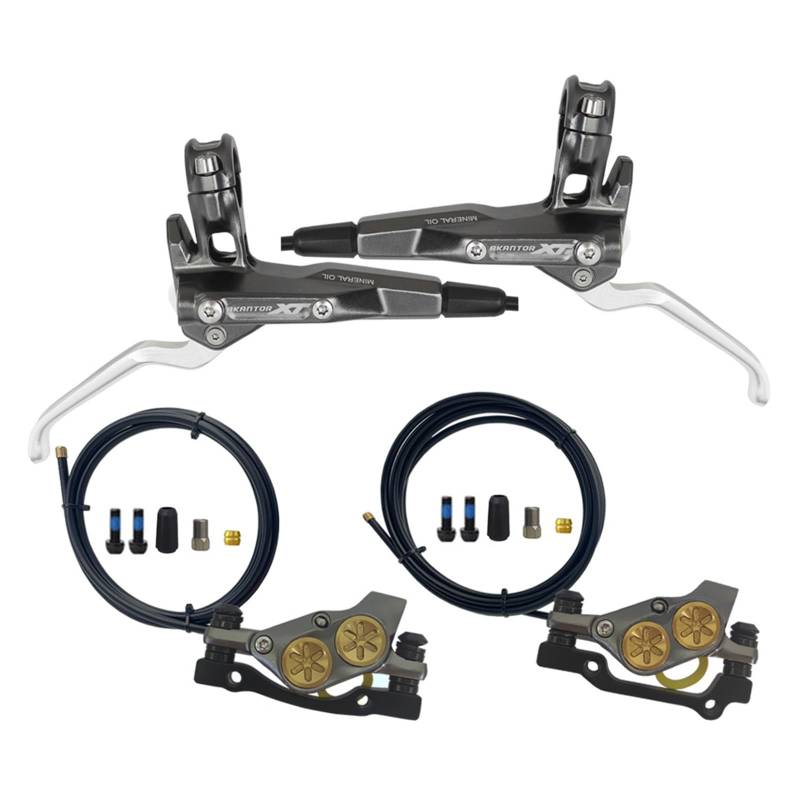 HSIRYAOHD Hydraulisches Scheibenbremsen-Set, rechts, vorne, 900 mm, links und hinten, 1550 mm, 4 Kolben, hydraulische Scheibenbremse, Aluminium-Sattel und Bremshebel, passend für 160-mm-Rotoren für von HSIRYAOHD