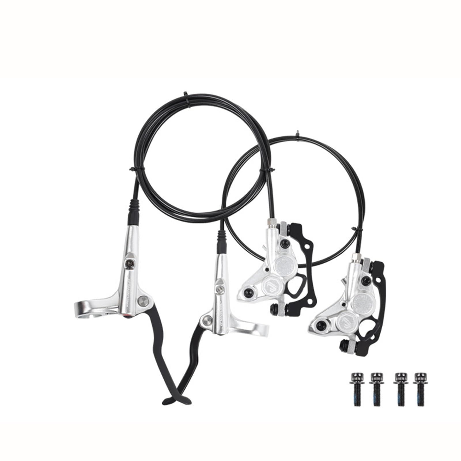 HSIRYAOHD Hydraulisches Scheibenbremsen-Set für Mountainbike, rechts, vorne, 800 mm, links, hinten, 1400 mm, 4-Kolbenbremse, Aluminiumlegierung, integrierte Bremssättel, hydraulische Scheibenbremse HSIRYAOHD Hydraulisches Scheibenbremsen-Set für Mountainbike, rechts, vorne, 800 mm, links, hinten, 1400 mm, 4-Kolbenbremse, Aluminiumlegierung, integrierte Bremssättel, hydraulische Scheibenbremse von HSIRYAOHD