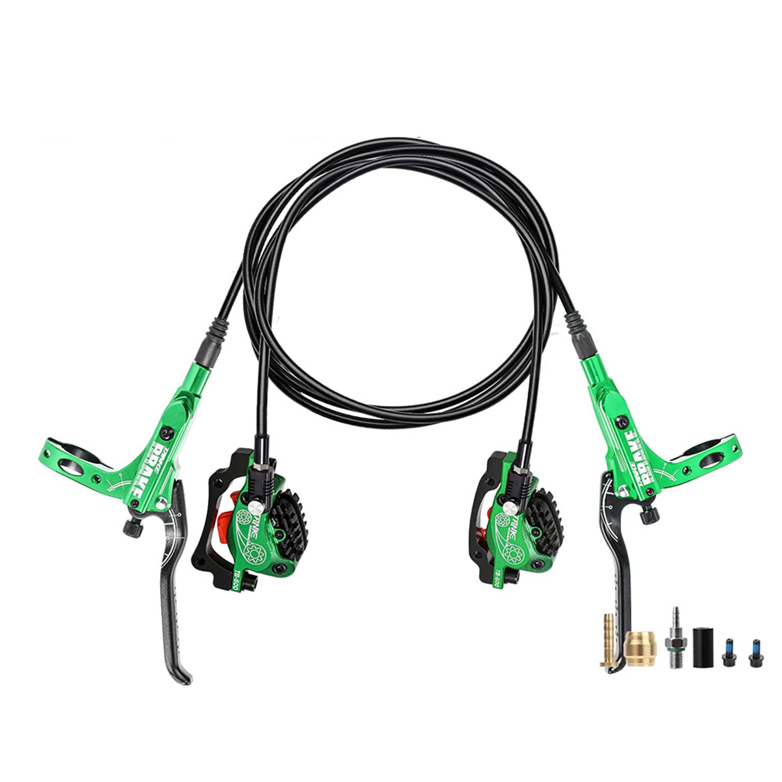 HSIRYAOHD MTB Hydraulische Scheibenbremsen-Set mit 4 Kolben rechts vorne 800 mm links hinten 1600 mm bilaterale Bremse mit Hebel und Bremsbelägen aus Aluminiumlegierung und Bremssattel IS/PM-Adapter HSIRYAOHD MTB Hydraulische Scheibenbremsen-Set mit 4 Kolben rechts vorne 800 mm links hinten 1600 mm bilaterale Bremse mit Hebel und Bremsbelägen aus Aluminiumlegierung und Bremssattel IS/PM-Adapter von HSIRYAOHD