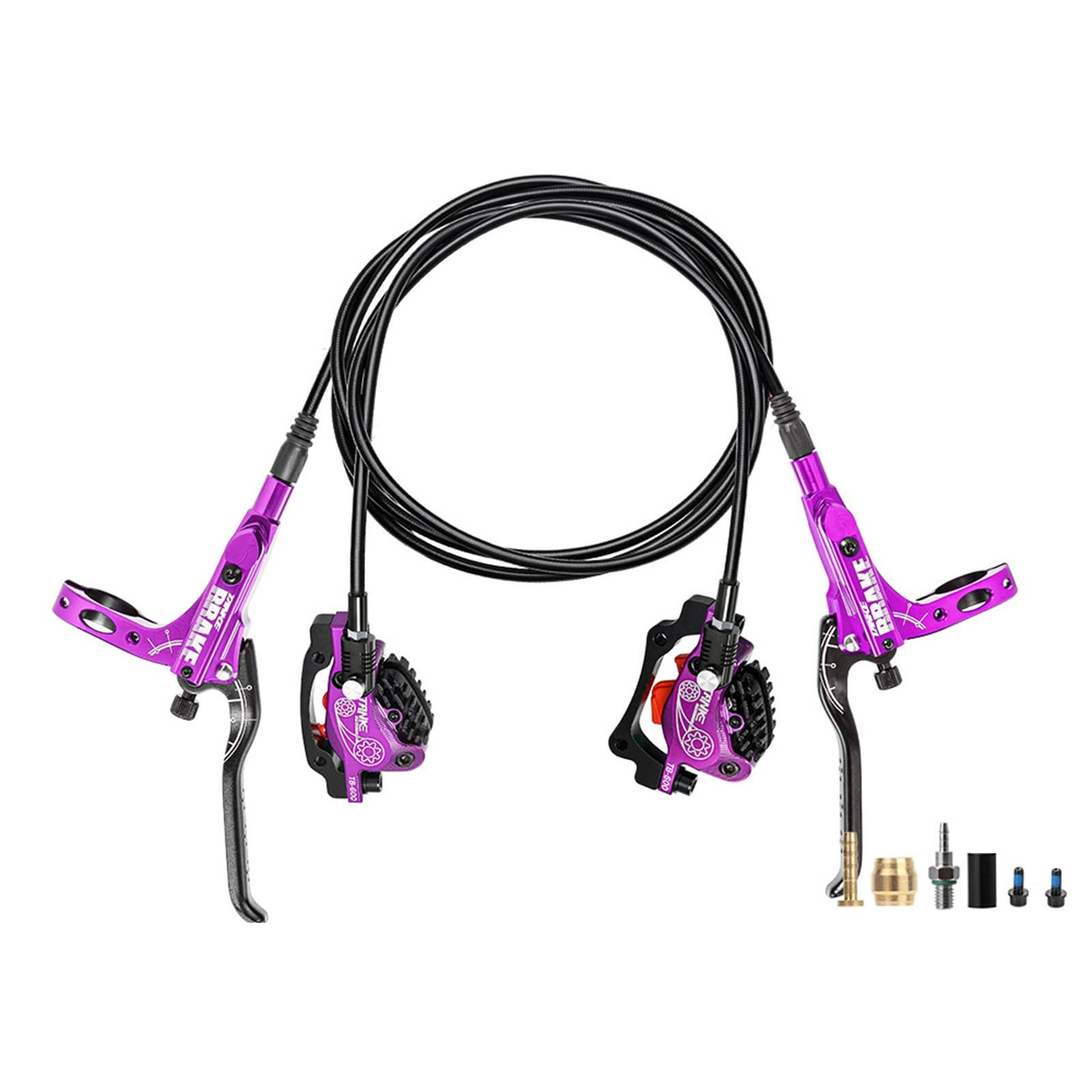 HSIRYAOHD MTB Hydraulische Scheibenbremsen-Set mit 4 Kolben rechts vorne 800 mm links hinten 1600 mm bilaterale Bremse mit Hebel und Bremsbelägen aus Aluminiumlegierung und Bremssattel IS/PM-Adapter HSIRYAOHD MTB Hydraulische Scheibenbremsen-Set mit 4 Kolben rechts vorne 800 mm links hinten 1600 mm bilaterale Bremse mit Hebel und Bremsbelägen aus Aluminiumlegierung und Bremssattel IS/PM-Adapter von HSIRYAOHD