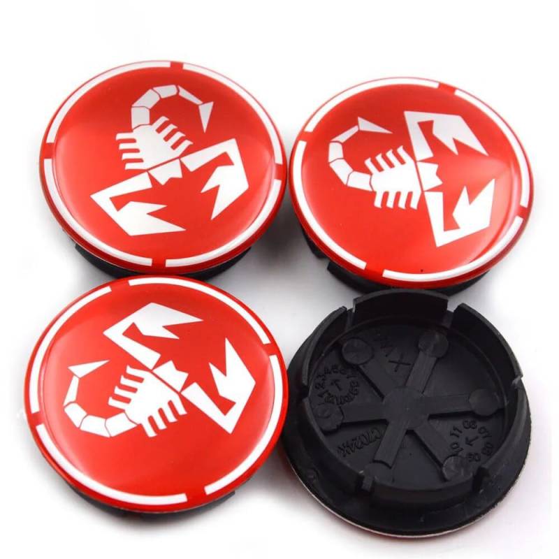 4 Stück Felgenkappen für Abarth 124 500 695 500 595 SS Grande Punto 60 mm, Radschraubenkappen Wheel Caps Radnaben Mitteldeckel Ersatz Zubehör Autozubehör,D von HSJKU