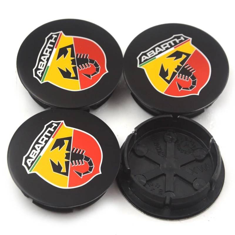 4 Stück Felgenkappen für Abarth Punto Scorpione 2011-2013 60MM, Radschraubenkappen Wheel Caps Radnaben Mitteldeckel Ersatz Zubehör Autozubehör,B von HSJKU