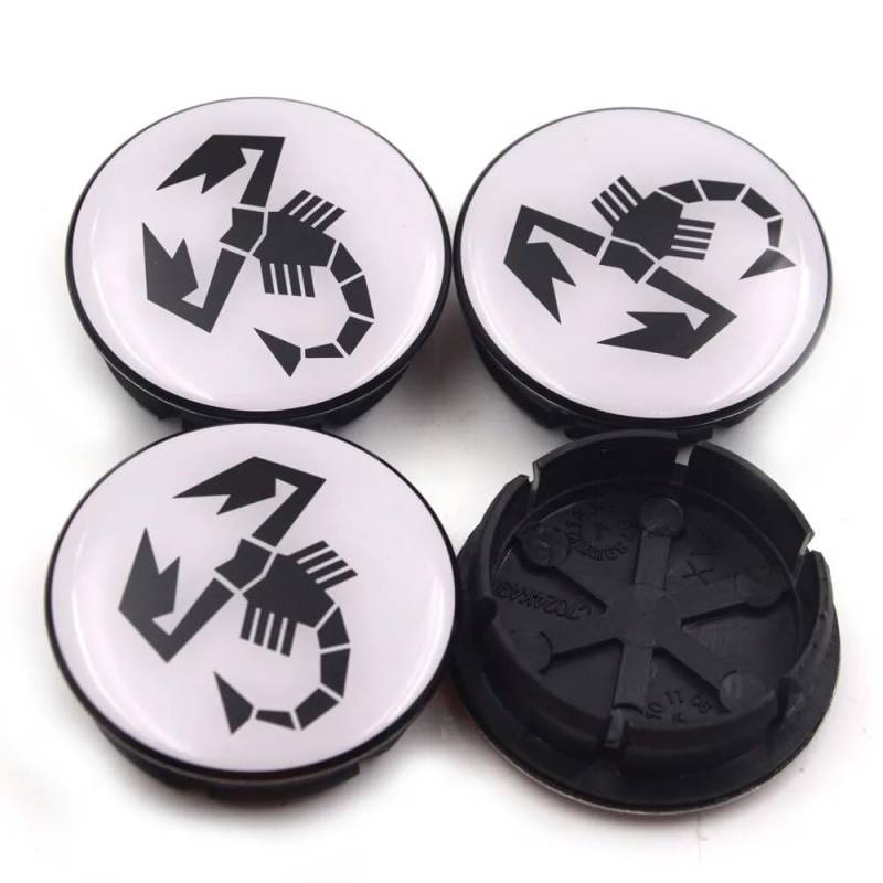 4 Stück Felgenkappen für Abarth Punto Scorpione 2011-2013 60MM, Radschraubenkappen Wheel Caps Radnaben Mitteldeckel Ersatz Zubehör Autozubehör,C von HSJKU