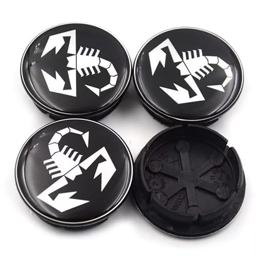4 Stück Felgenkappen für Abarth Punto Scorpione 2011-2013 60MM, Radschraubenkappen Wheel Caps Radnaben Mitteldeckel Ersatz Zubehör Autozubehör,E von HSJKU