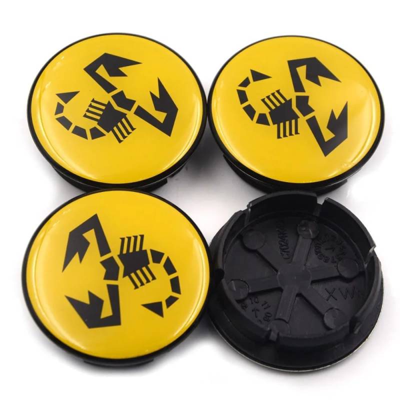 4 Stück Felgenkappen für Abarth Punto Scorpione 2011-2013 60MM, Radschraubenkappen Wheel Caps Radnaben Mitteldeckel Ersatz Zubehör Autozubehör,F von HSJKU