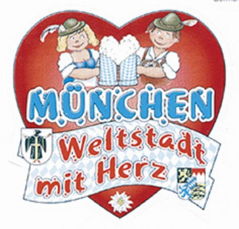 Auto-Aufkleber Stick Applikation Emblem Aufkleber "MÜNCHEN Weltstadt mit Herz" NEU Gr. ca. 6 x 7cm (301518) Wappen Landeszeichen Flagge von HSK