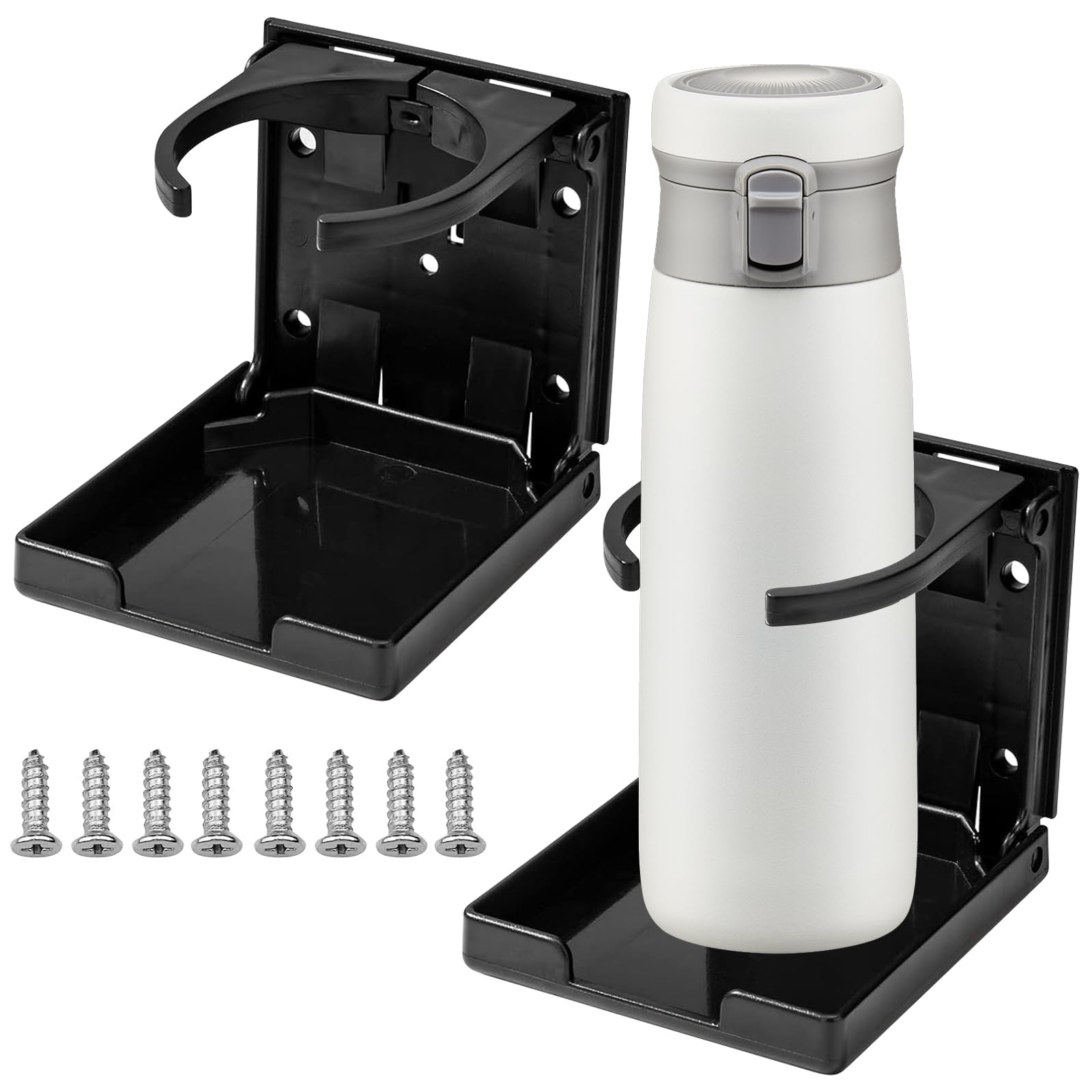 HSLXBY 2 Stück Getränkehalter Auto, Universeller Wandmontierter Becherhalter, Schwarz, ABS, Faltbar, Verstellbar, Universal HSLXBY 2 Stück Getränkehalter Auto, Universeller Wandmontierter Becherhalter, Schwarz, ABS, Faltbar, Verstellbar, Universal von HSLXBY