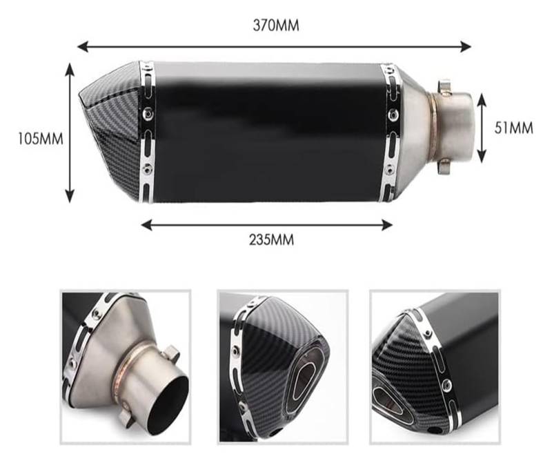 Auspuff Schalldämpfer Für C650 Sport 2016–2020 Motorrad-Abgasanlage Auspuff 51 mm Schalldämpferrohr DB Killer Slip On Mid Link Connect Pipe Motorrad Auspuffrohr(8) von HTGMTGPACC
