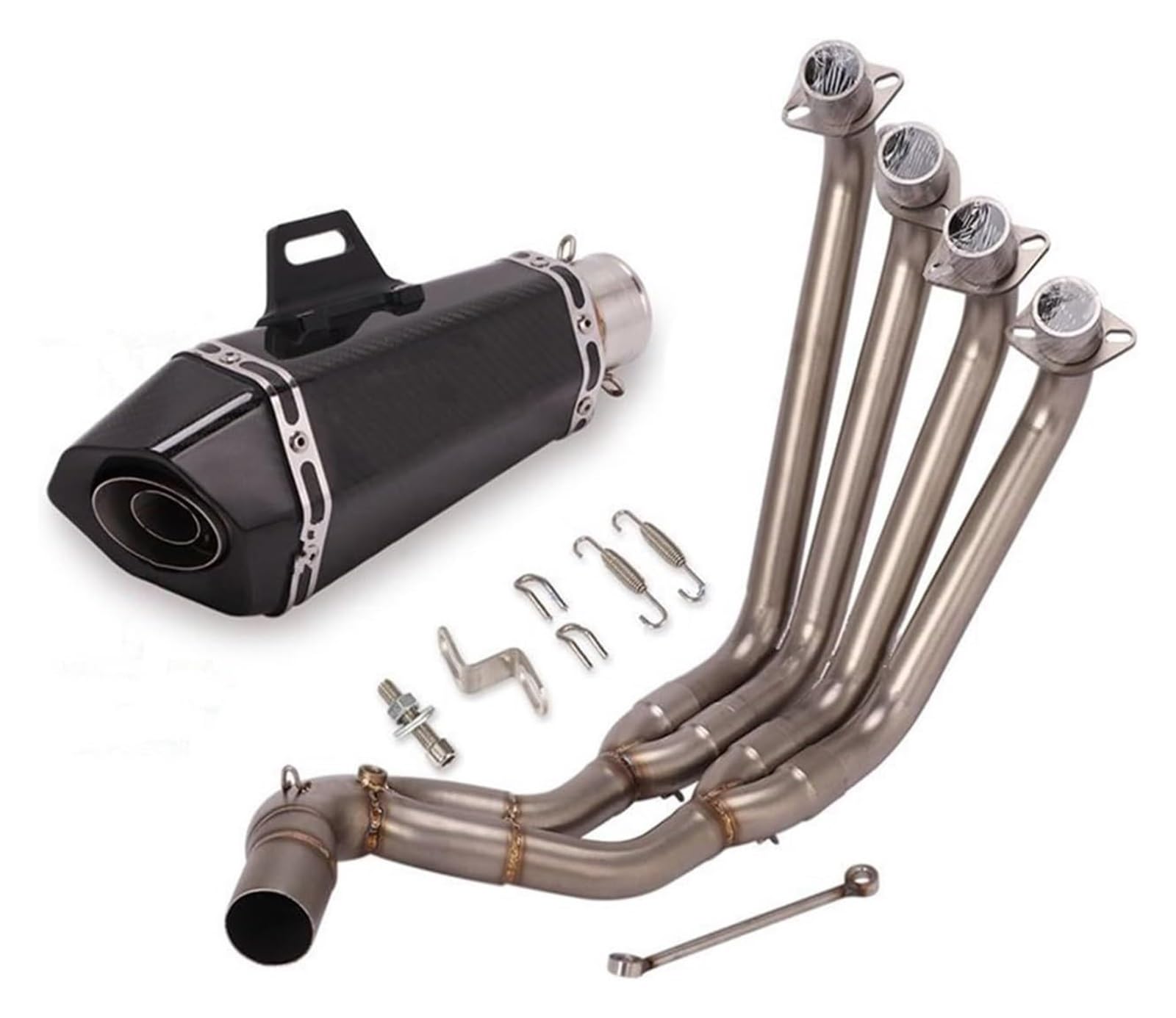 Auspuff Schalldämpfer Für CBR650 CBR650R CB650F Motorradauspuff Escape Full System Front Mid Modified Schalldämpfer Kohlefaser Schalldämpfer Slip On Motorrad Auspuffrohr(6) von HTGMTGPACC