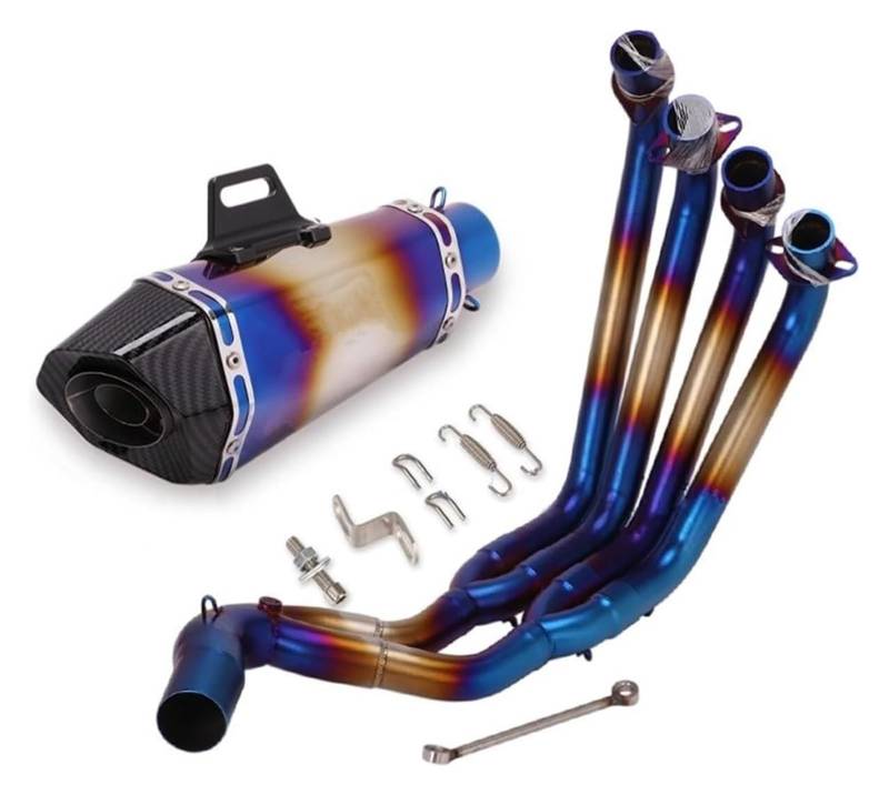 Auspuff Schalldämpfer Für CBR650 CBR650R CB650F Slip Auf Motorrad Auspuff Escape Volle System Front Mid Modifizierten Schalldämpfer Carbon Faser Schalldämpfer Motorrad Auspuffrohr(4) von HTGMTGPACC