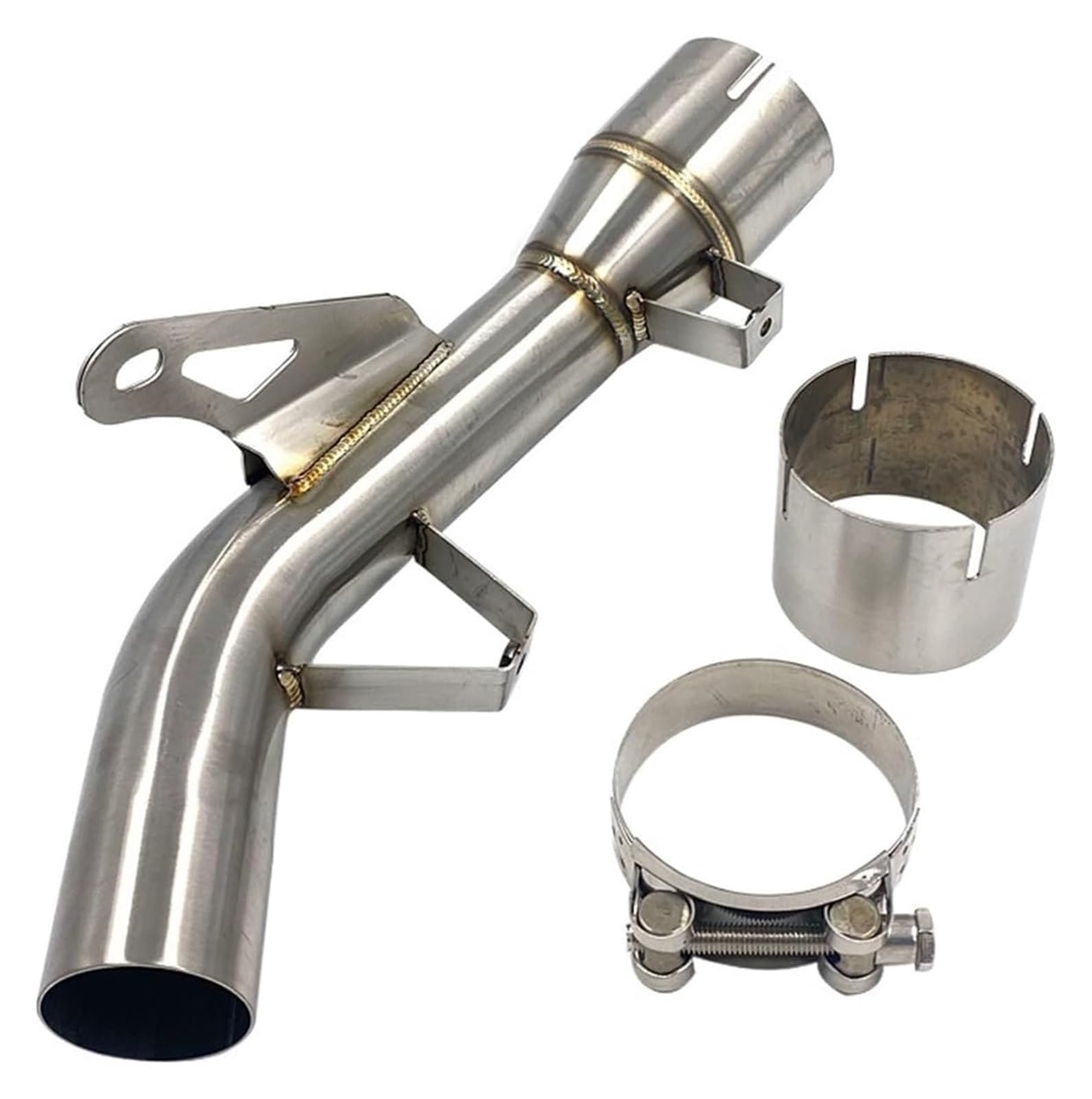 Auspuff Schalldämpfer Für Kawa&saki Z900 Z900e 2017-2022 Motorrad Auspuff Escape Modifizierte Slip Mid Link Rohr Katalysator Löschen Eliminator Verbesserte Motorrad Auspuffrohr(Silber) von HTGMTGPACC