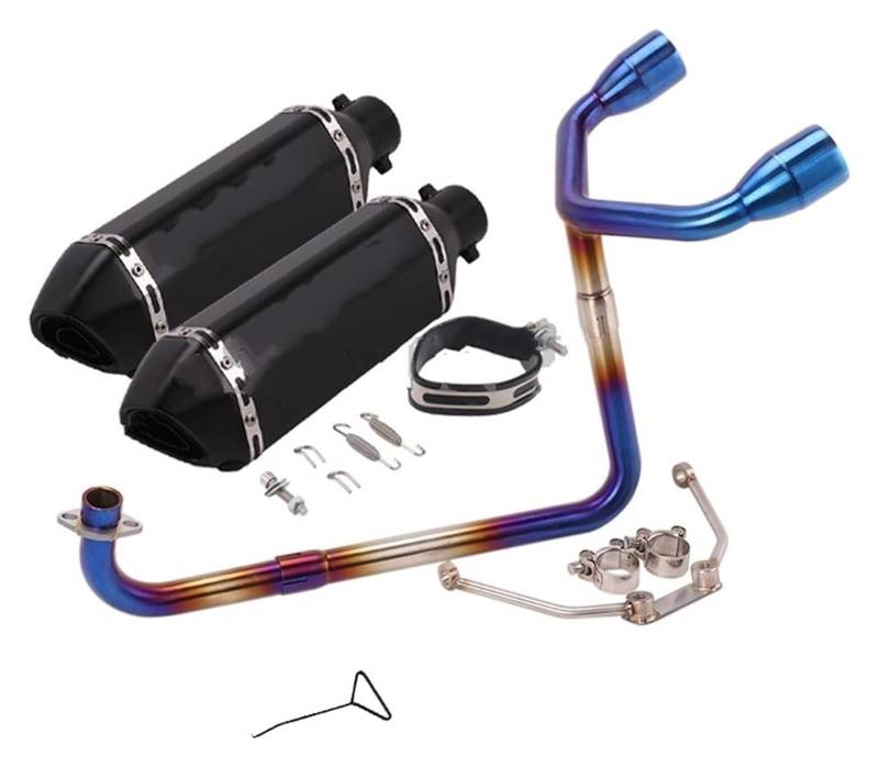 Auspuff Schalldämpfer Für MSX 125 MSX125 Motorrad Auspuff Volle System Geändert Doppel Loch Escape Moto Schalldämpfer 51mm Vorne Mittleren Link Rohr Motorrad Auspuffrohr(3) von HTGMTGPACC