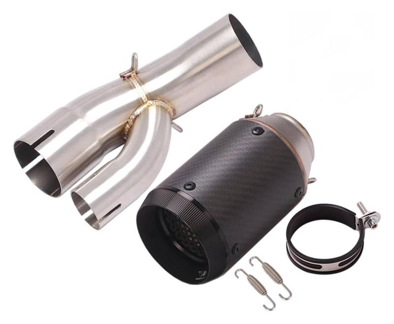 Auspuff Schalldämpfer Für S1000XR 2015 2016–2019 Motorrad-Auspuff Escape Komplettsystem 51 Mm DB Killer Kohlefaser-Schalldämpfer Mittelverbindungsrohr Motorrad Auspuffrohr(1) von HTGMTGPACC
