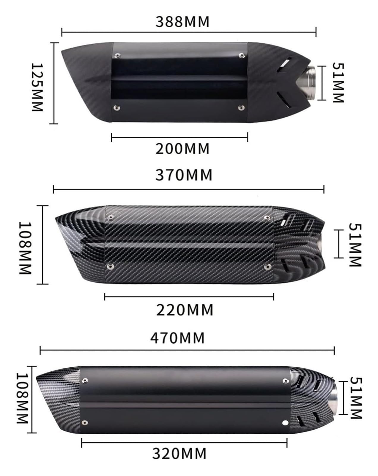 Auspuff Schalldämpfer Für Suz&uki SV650 Universal 51MM Motorrad-Auspuffrohr Escape-Auspuffrohr-Schalldämpfer Motorrad Auspuffrohr(470mm 4) von HTGMTGPACC