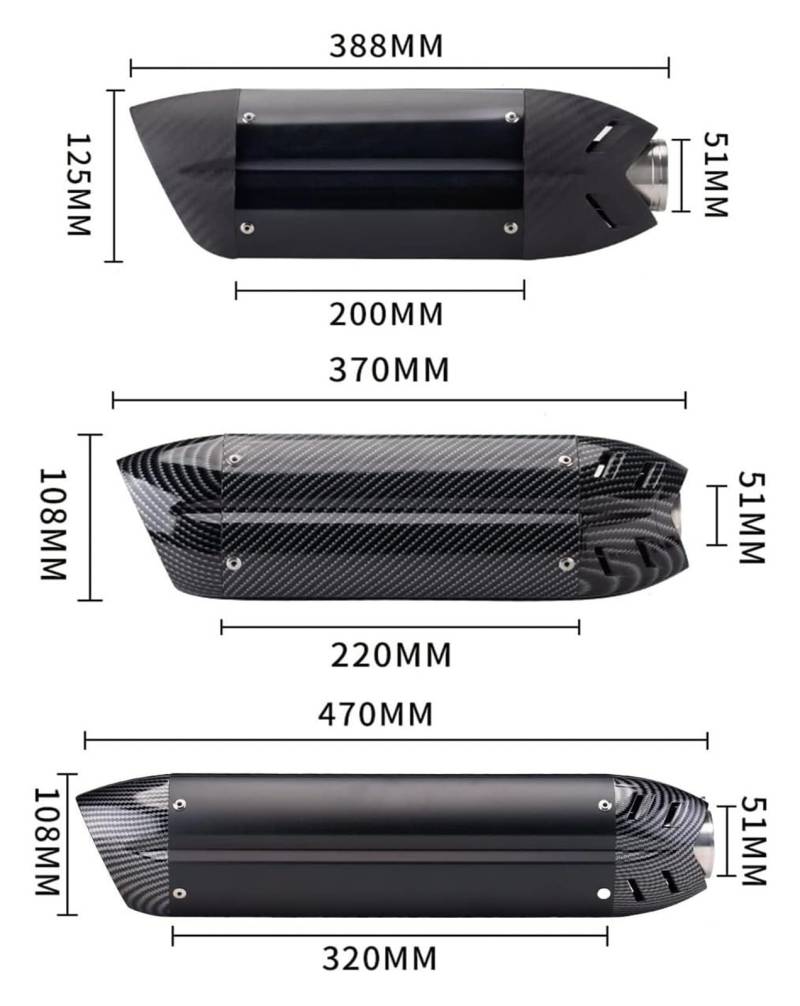 Auspuff Schalldämpfer Für Suz&uki SV650 Universal 51MM Motorrad-Auspuffrohr Escape-Auspuffrohr-Schalldämpfer Motorrad Auspuffrohr(470mm 4) von HTGMTGPACC