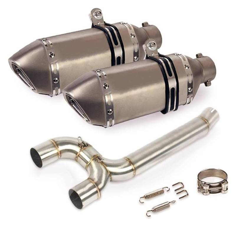 Auspuff Schalldämpfer Für Y&amaha FZ6 FZ6N FZ6S 2004–2011 Motorrad-Abgasanlage Dual-Outlet-Rohr Mid Link Tube Slip On 51 Mm Schalldämpfer DB Killer Motorrad Auspuffrohr(10) von HTGMTGPACC
