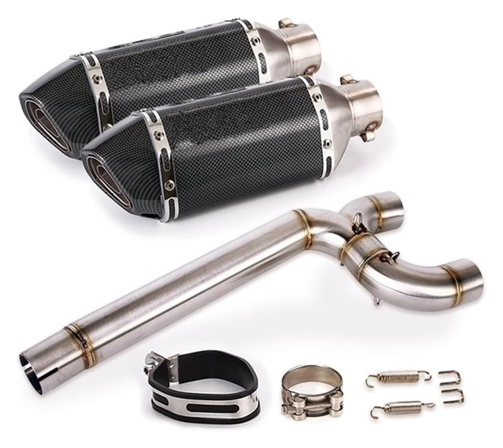 Auspuff Schalldämpfer Für Y&amaha FZ6 FZ6N FZ6S 2004–2011 Motorrad-Abgasanlage Dual-Outlet-Rohr Mid Link Tube Slip On 51 Mm Schalldämpfer DB Killer Motorrad Auspuffrohr(2) von HTGMTGPACC