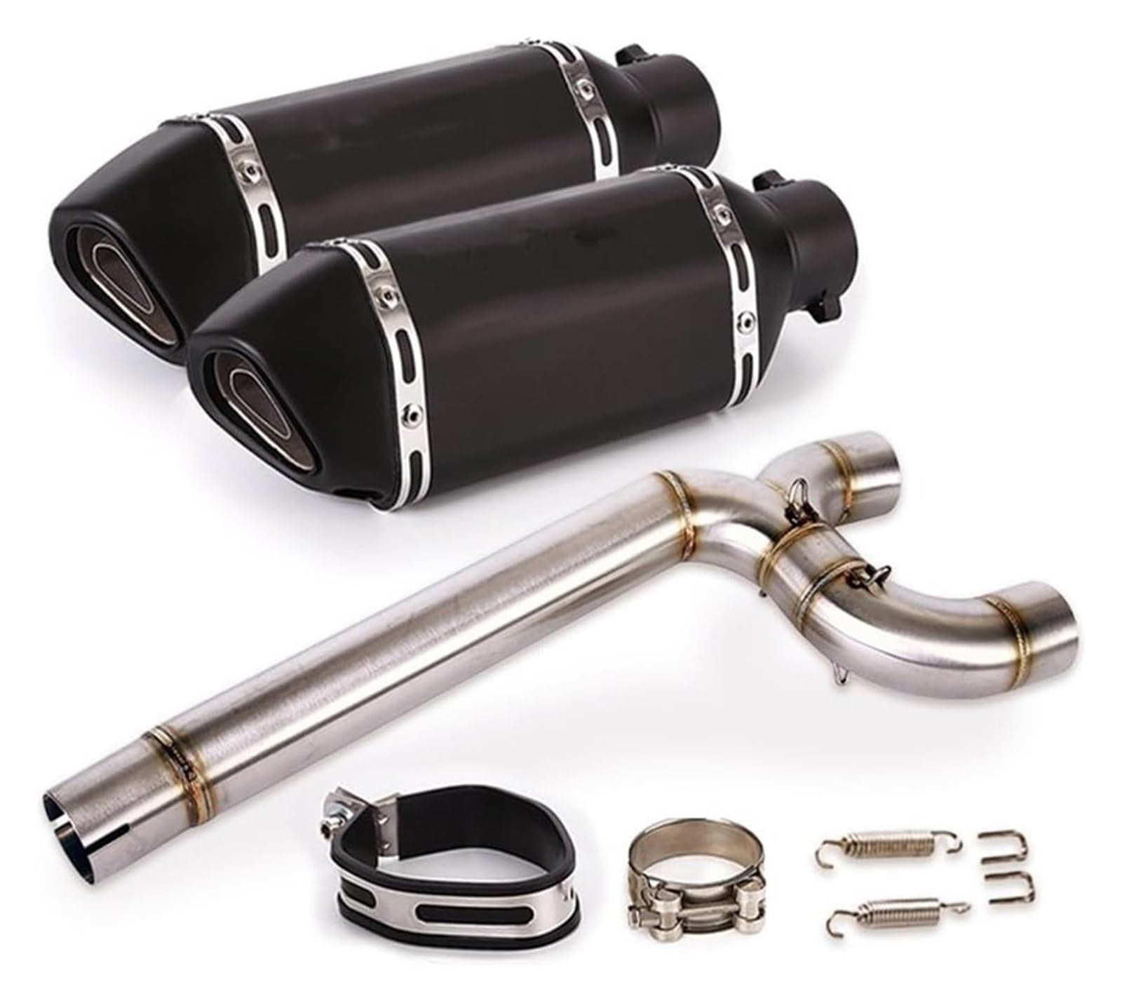 Auspuff Schalldämpfer Für Y&amaha FZ6 FZ6N FZ6S 2004–2011 Motorrad-Abgasanlage Dual-Outlet-Rohr Mid Link Tube Slip On 51 Mm Schalldämpfer DB Killer Motorrad Auspuffrohr(5) von HTGMTGPACC