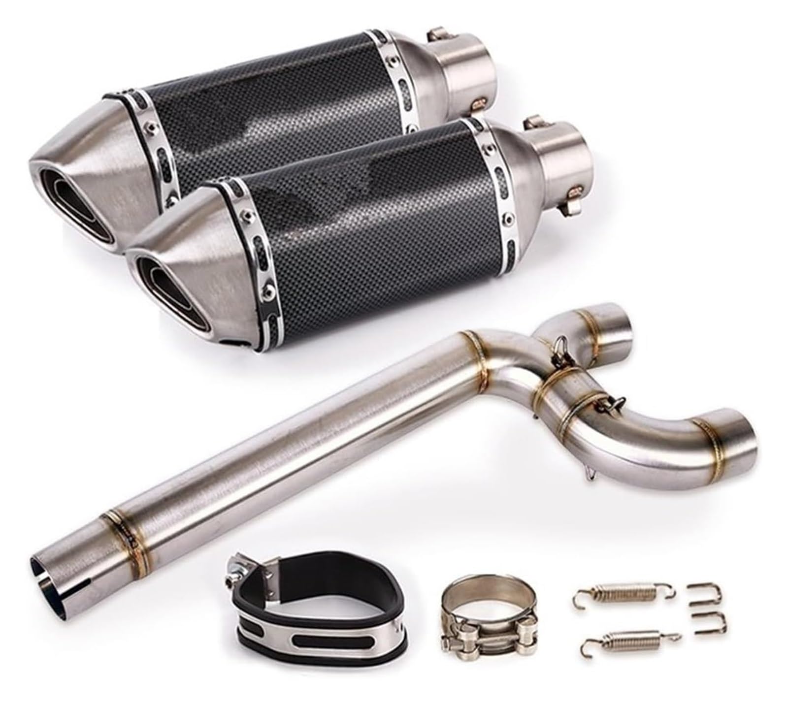 Auspuff Schalldämpfer Für Y&amaha FZ6 FZ6N FZ6S Motorrad-Auspuffanlage Dual-Outlet-Rohr Mid Link Tube Slip On 51-mm-Schalldämpfer Abnehmbarer DB-Killer Motorrad Auspuffrohr(2) von HTGMTGPACC