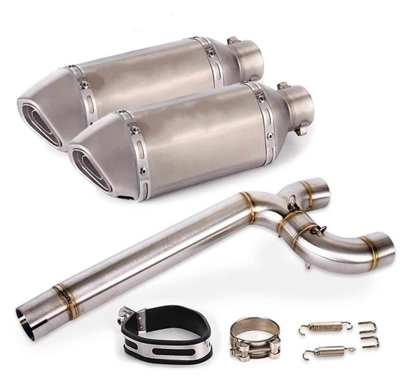 Auspuff Schalldämpfer Für Y&amaha FZ6 FZ6N FZ6S Motorrad-Auspuffanlage Dual-Outlet-Rohr Mid Link Tube Slip On 51-mm-Schalldämpfer Abnehmbarer DB-Killer Motorrad Auspuffrohr(3) von HTGMTGPACC