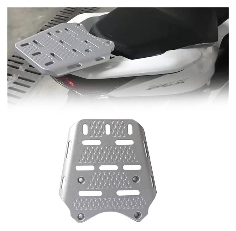 Gepäckträger Hinten Motorrad Für PCX160 PCX 160 2021 Gepäckträger Hinten Gepäckhalterung Armlehne Regalstütze Heckkastenhalter Gepäckträger Hinten(Silber) von HTGMTGPACC