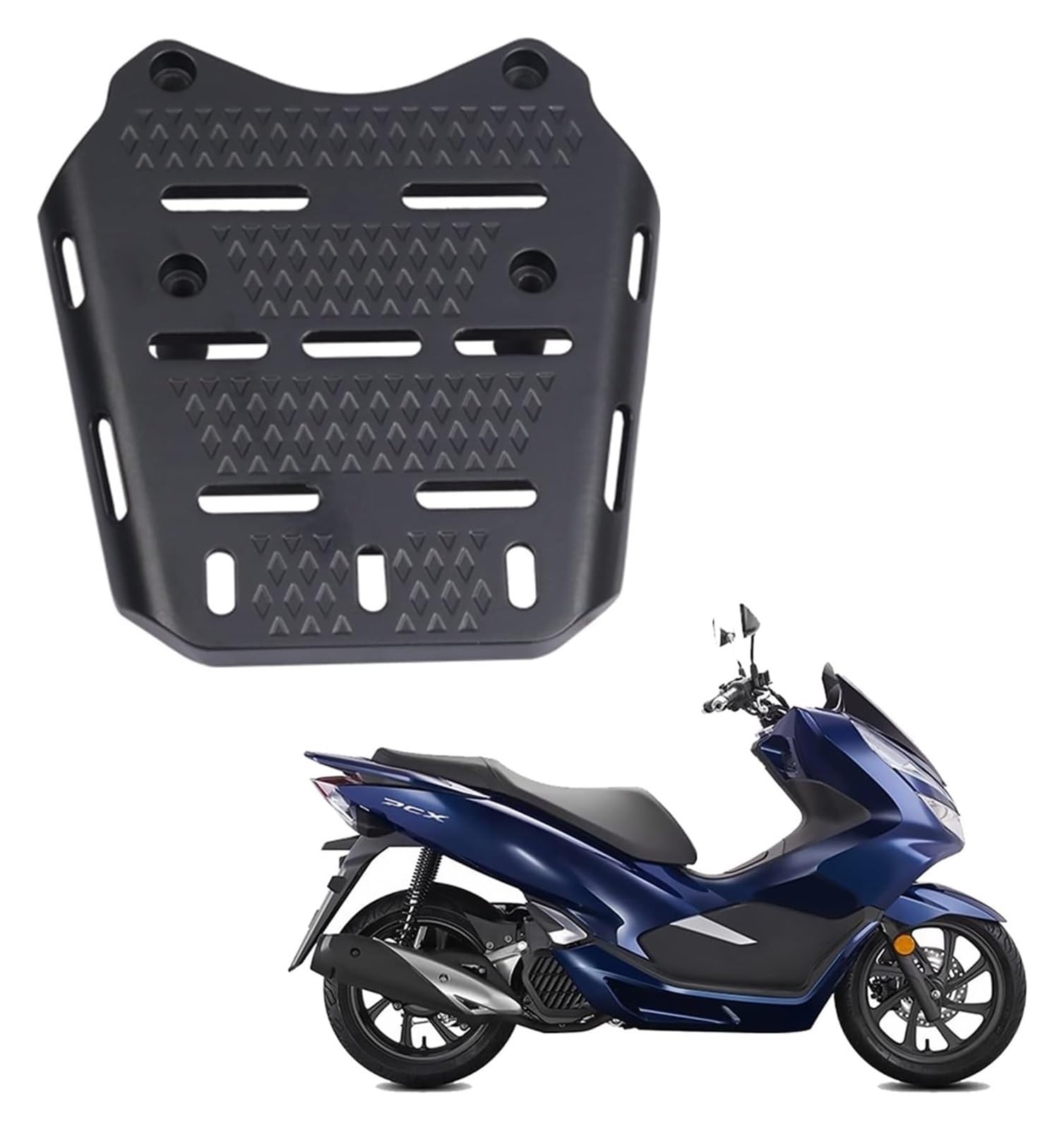 Gepäckträger Hinten Motorrad Für PCX160 PCX 160 2021 Motorradzubehör Heckträger Gepäckhalterung Armlehne Regalstütze Heckkastenhalter(Schwarz) von HTGMTGPACC