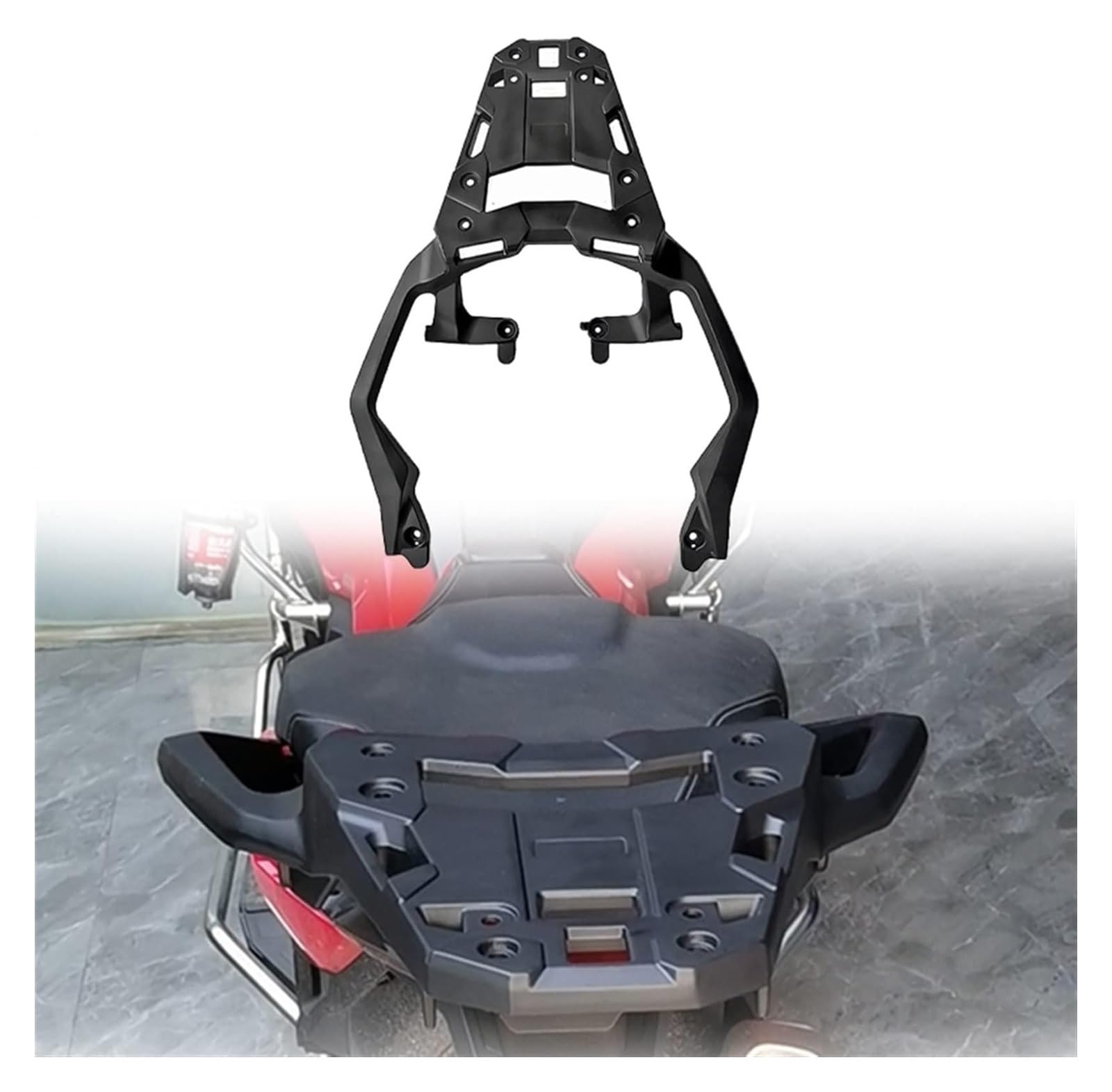 Gepäckträger Hinten Motorrad Für XADV750 FO&RZA 2021 2022 Motorradgepäckträger Heckträger Carbonstahl Heckregal Reitstockhalterung(Schwarz) von HTGMTGPACC