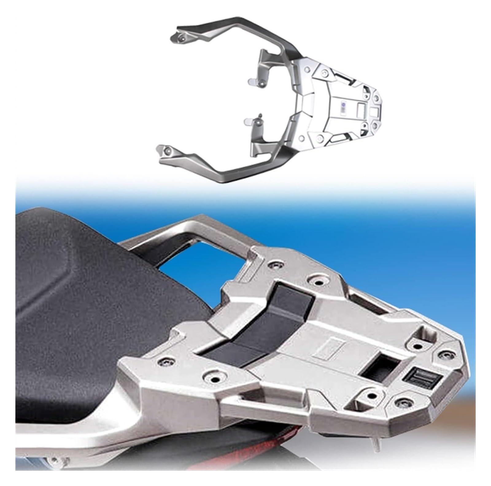 Gepäckträger Hinten Motorrad Für XADV750 FO&RZA 2021 2022 Motorradgepäckträger Heckträger Carbonstahl Heckregal Reitstockhalterung(Silber) von HTGMTGPACC