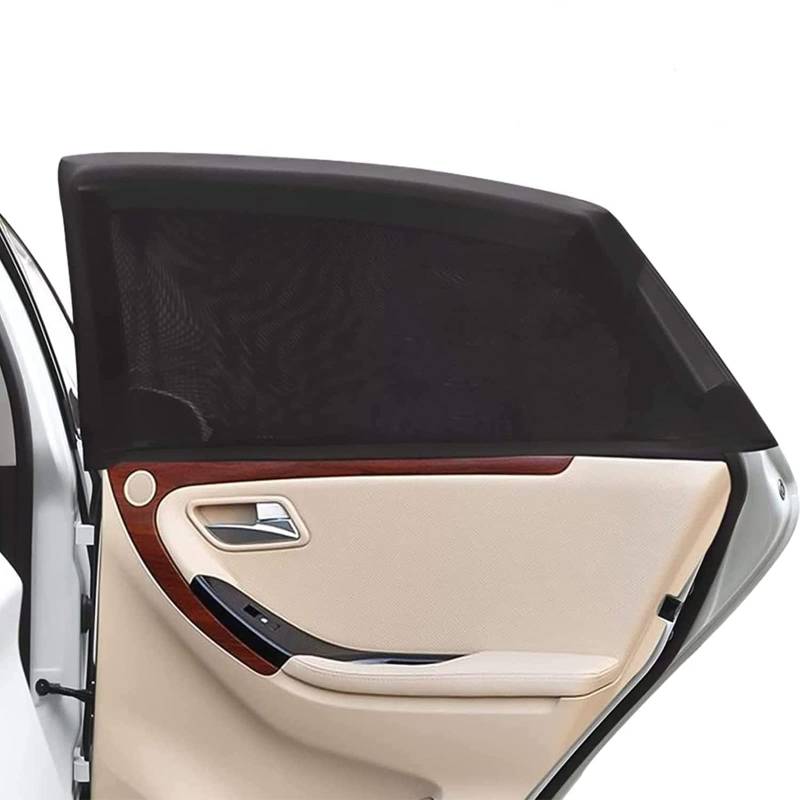 Kinder Auto Sonnenschirm (2 Stück Set), Universal Sonnenschirm Auto Netz, Stretch atmungsaktiv Sonnenschutz Fenster, UV-Schutz, Schutz für Babys, Kinder, Haustiere (110 * 50 cm, schwarz) von HTRTRR